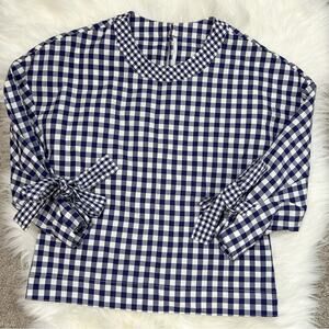 ROSETTA GETTY Gingham Blouse Womens Size 2 Picnic Summer Spring Cottage Cotton